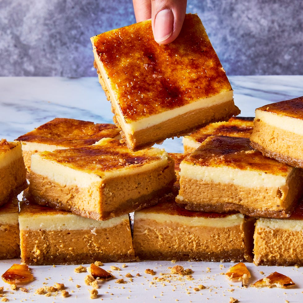 sweet potato bars with a torched sugar topping