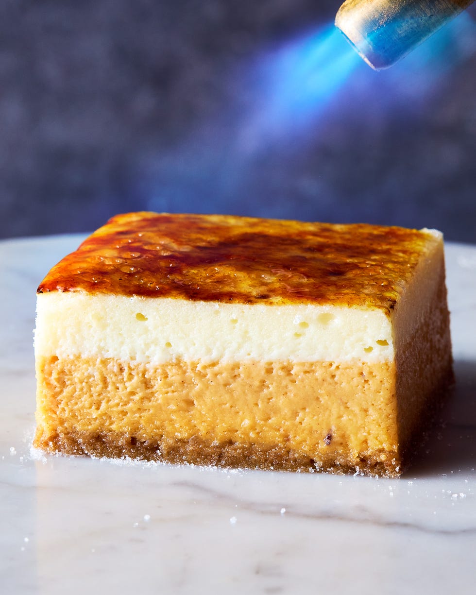 sweet potato bars with a torched sugar topping