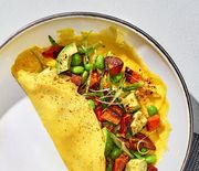 sweet potato edamame omelet with togarashi