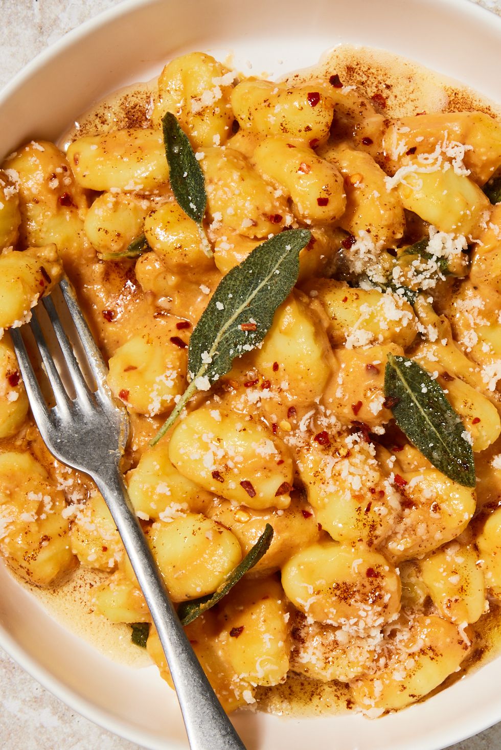 gnocchi tossed in a sweet potato maple brown butter sauce