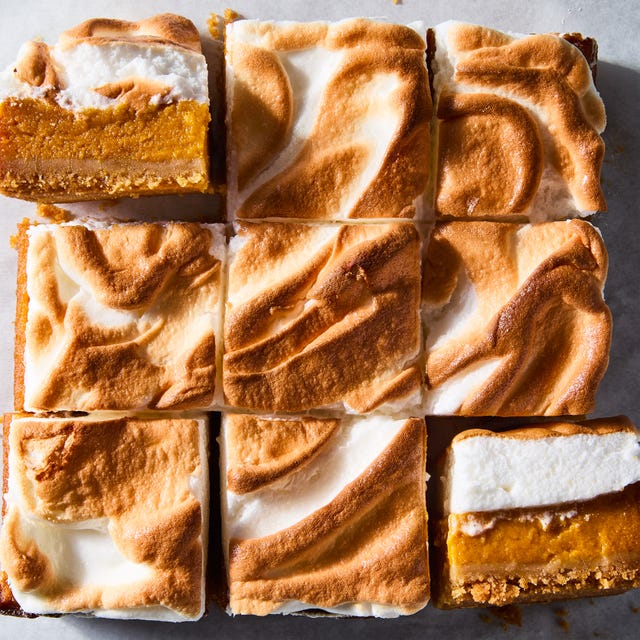 sweet potato bars topped with torched marshmallow
