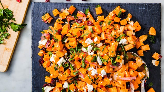 sweet potato salad with feta and cranberries