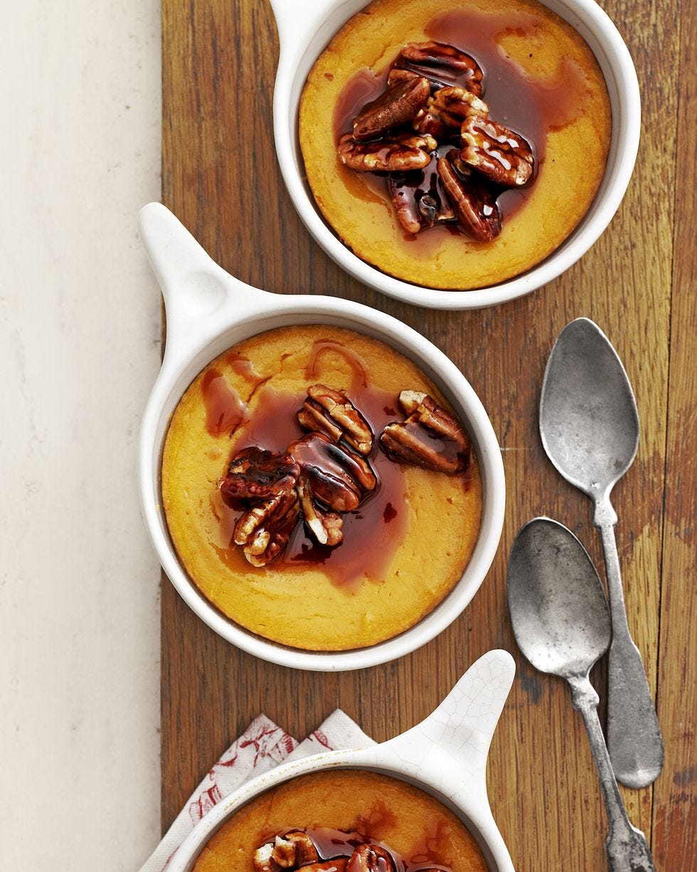 sweet potato spoon bread with caramel pecan topping