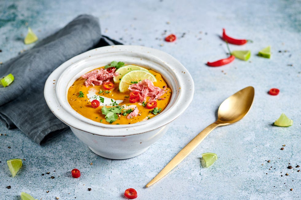 sweet potatoes soup with veroni tuscan salami