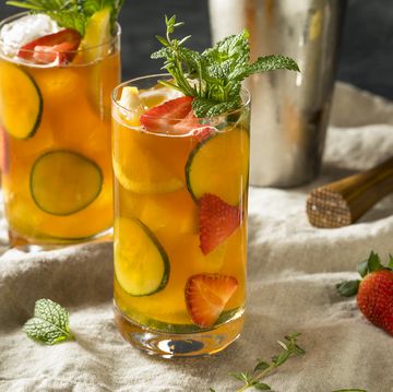 sweet refreshing pimms cup cocktail with fruit