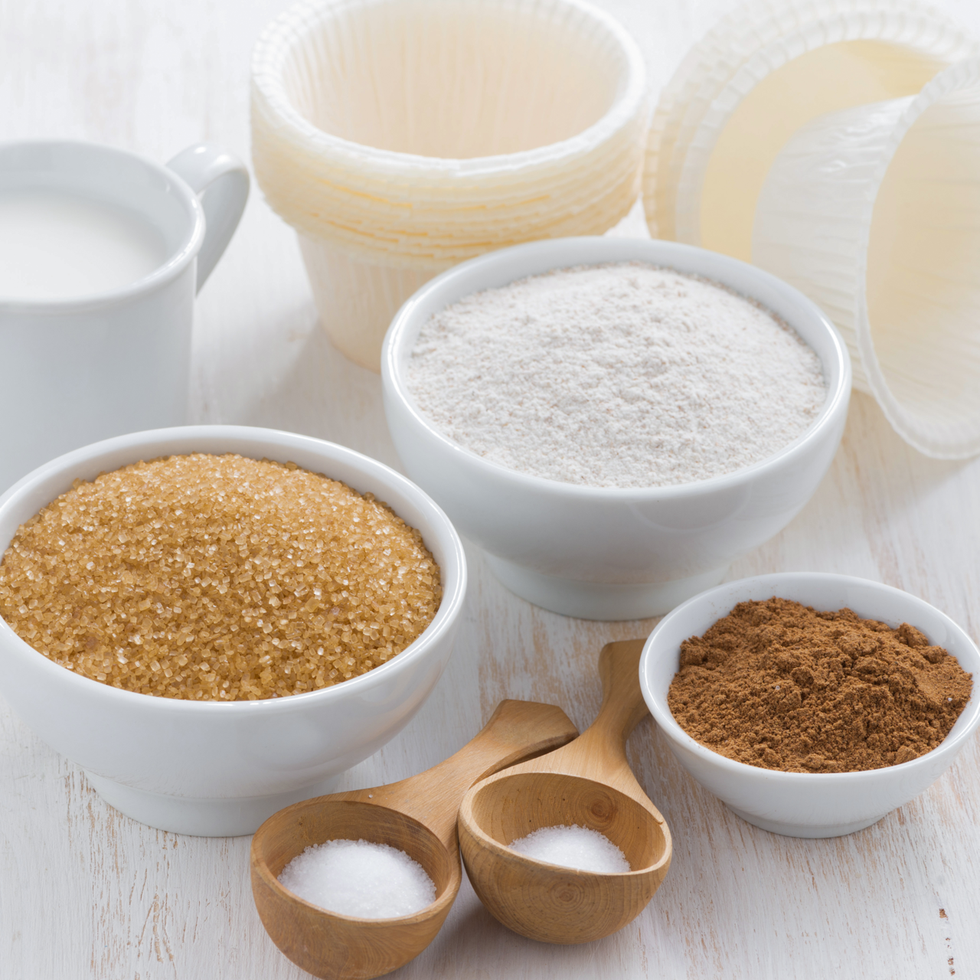 ingredients for baking muffins, close up