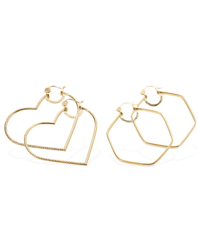 heart shaped gold hoop earrings