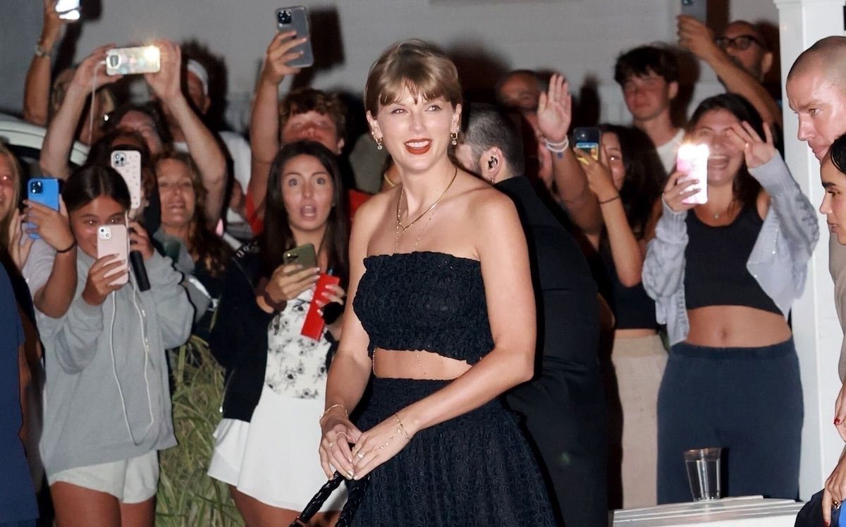 Taylor Swift Wears Black Dress and Plaid Coat for Dinner With