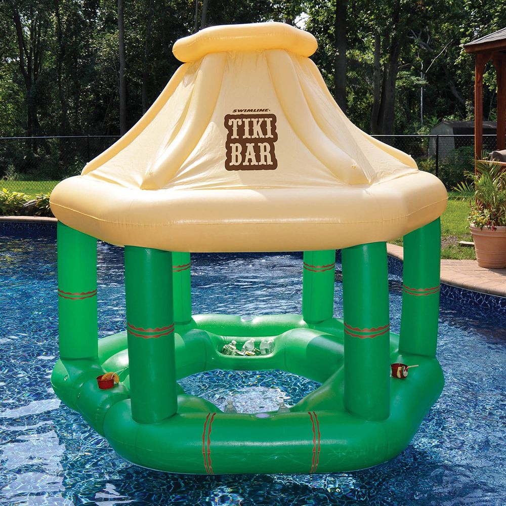 swimline inflatable pool floating tiki bar