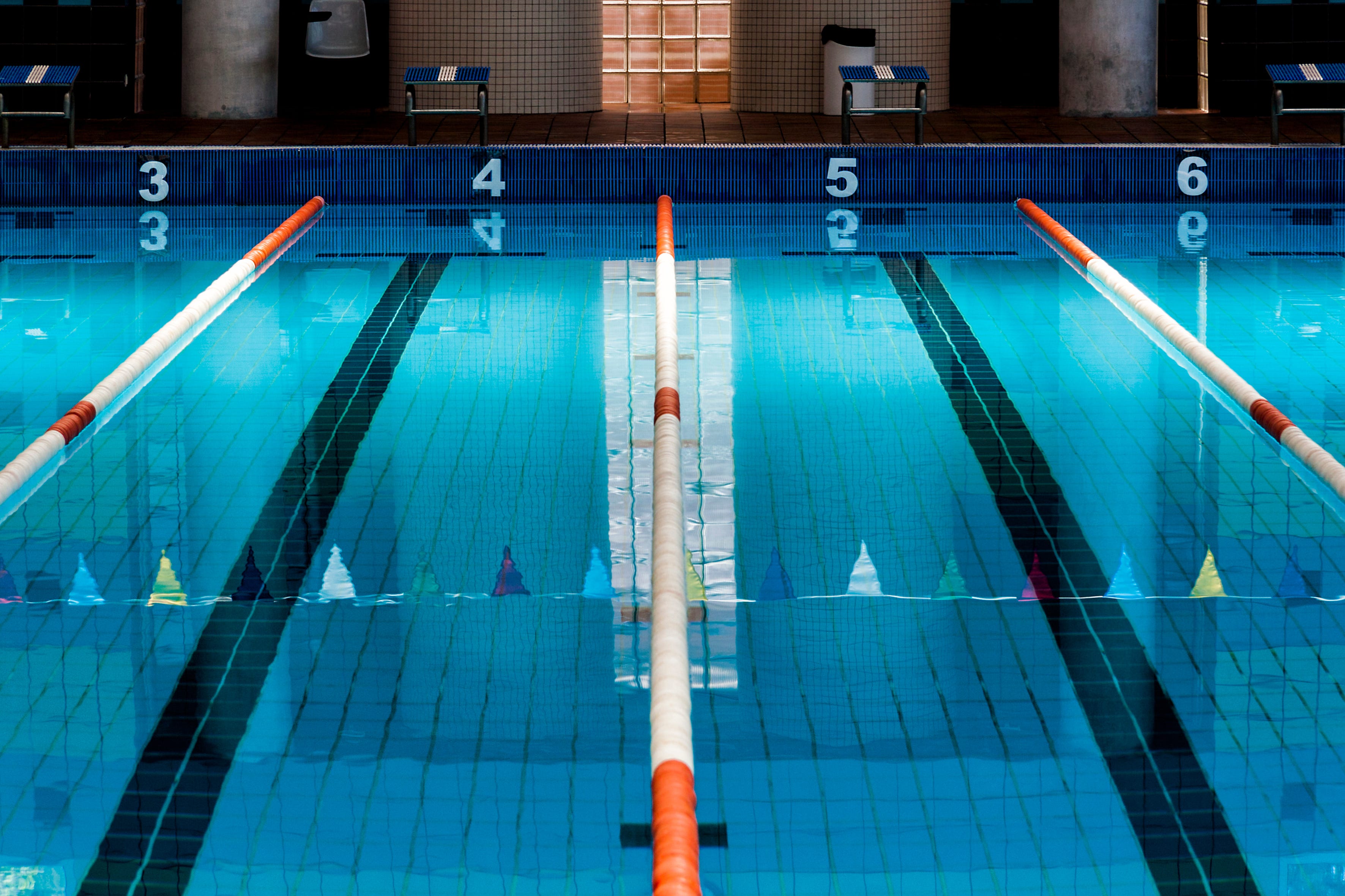 swimming lane markers in pool