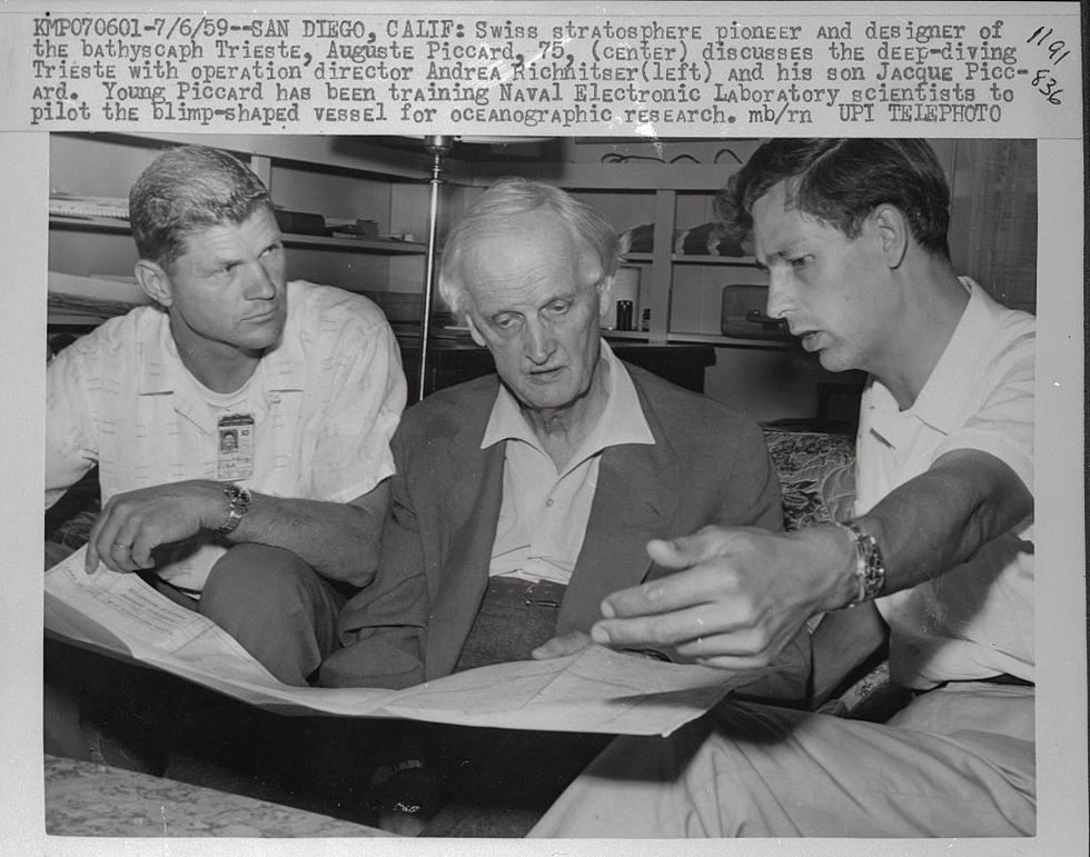 auguste piccard with son and operation director