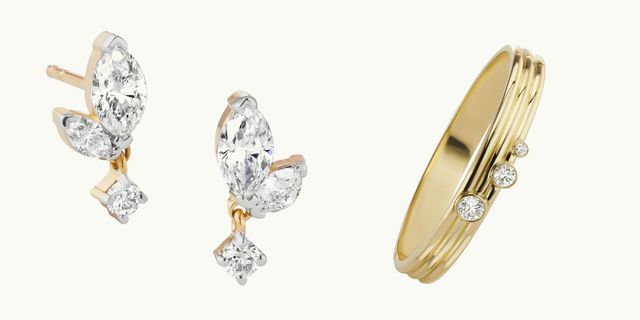 Jewellery, Earrings, Diamond, Fashion accessory, Body jewelry, Ear, Platinum, Ring, Gemstone, Engagement ring, 