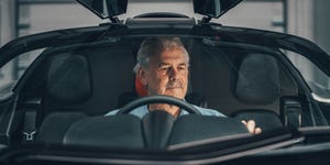 gordon murray in his latest creation, the t50 supercar