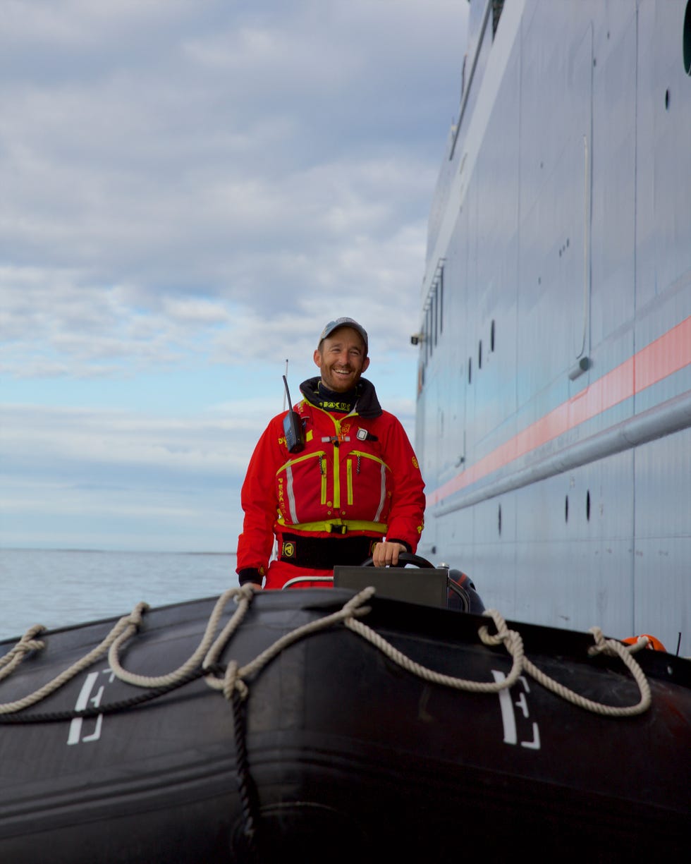 zodiac and guide on seabourn venture luxury expedition ship greenland arctic adventure