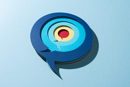 felt sculpture of concentric talk bubbles