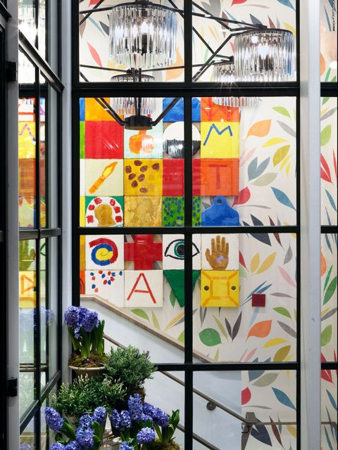 Glass, Window, Stained glass, Interior design, Modern art, Art, Visual arts, Textile, Architecture, Plant, 