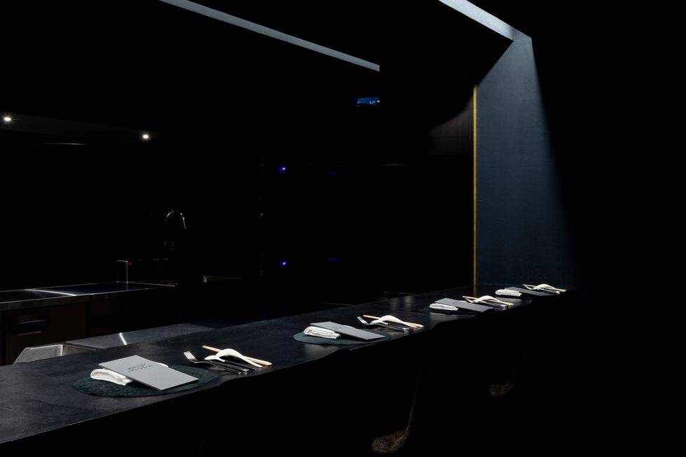 a table with a black background