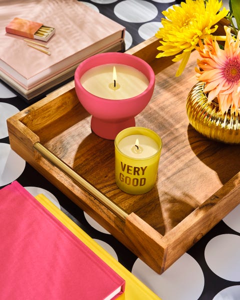 yellow and pink candle