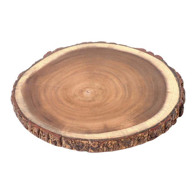 Tabla de cortar Acacia redonda con corteza El Corte Inglés