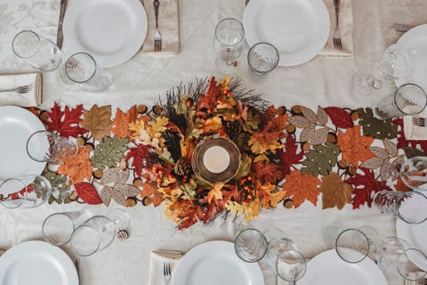 best thanksgiving decor on amazon, table festively decorated for autumn holidays