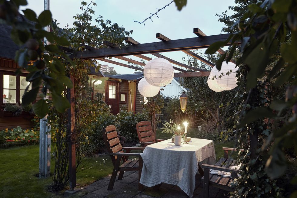 table set in garden