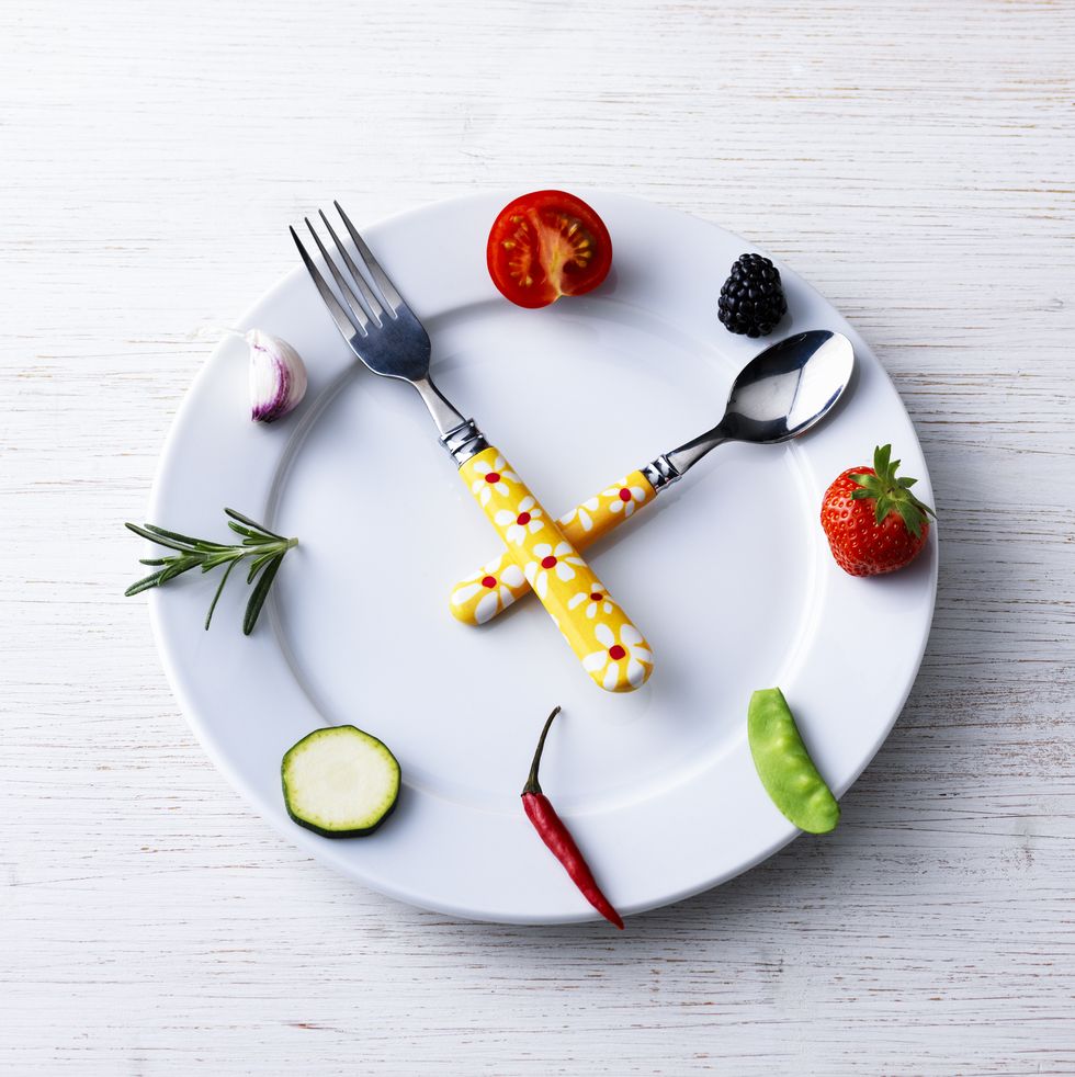 tableware and food as a clock