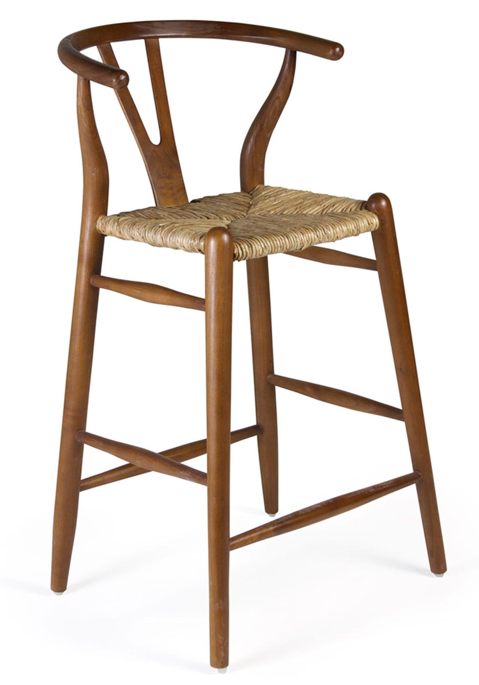 taburete de madera y ratán