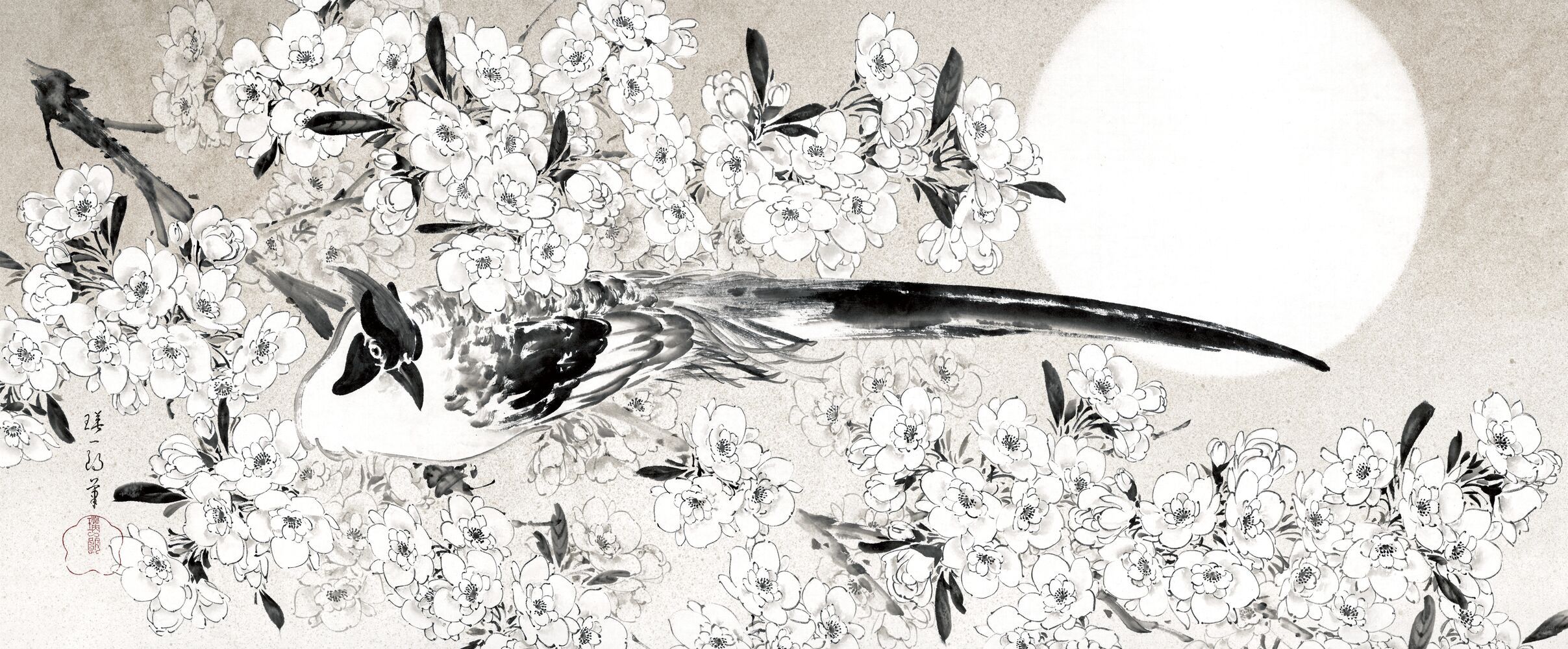 絵画　墨絵　原画　水墨画　モノクロ水彩画 自然風景 F4 絵画墨絵原画水墨画モノクロ水彩画 自然風景 F4