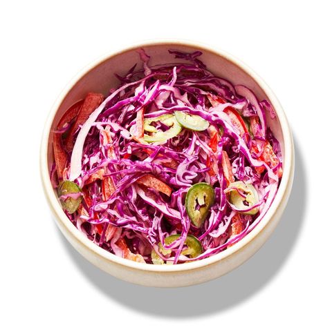 vegan spicy purple taco slaw in a bowl