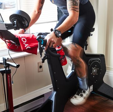 a person working out on a stationary bike