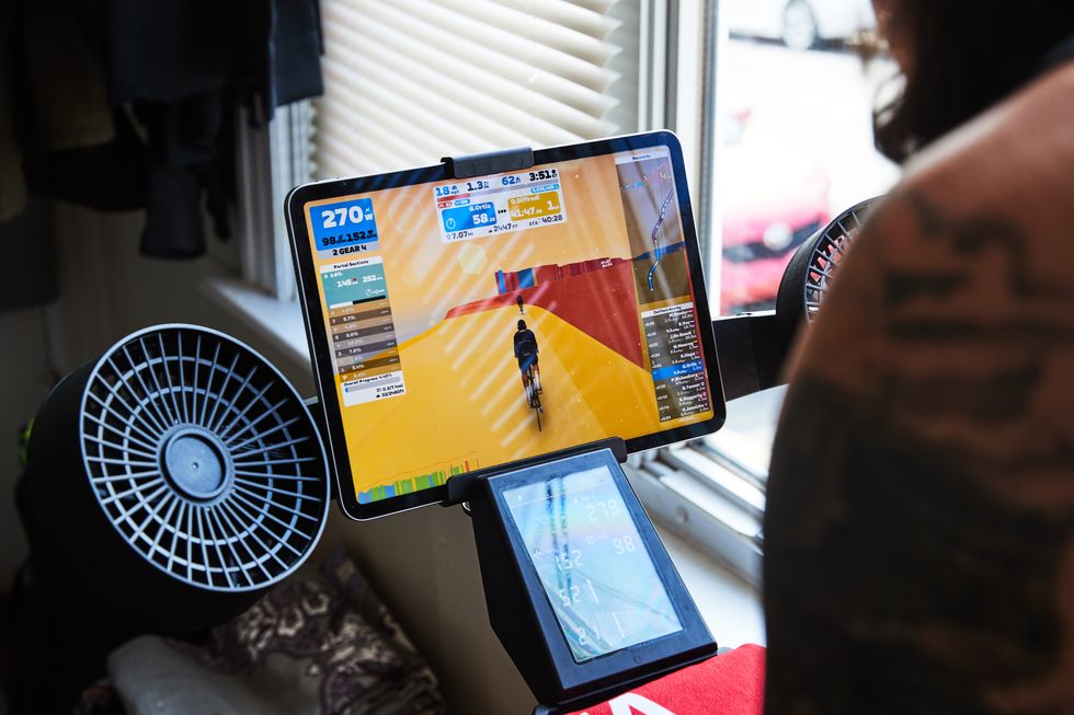 a person riding zwift