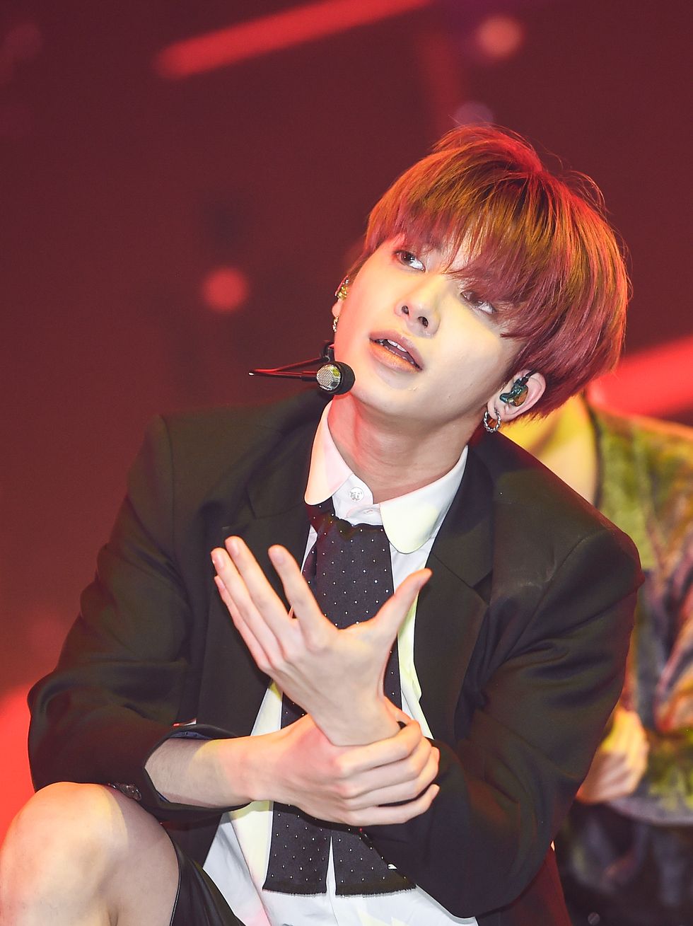 taehyun of txt performs on the stage during comeback showcase at yes24 livehall on may 18th in seoul, south korea photoosen