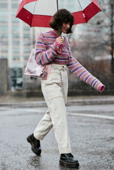 Umbrella, Pink, Rain, Street fashion, Snapshot, Fashion, Outerwear, Fashion accessory, Footwear, Photography, 