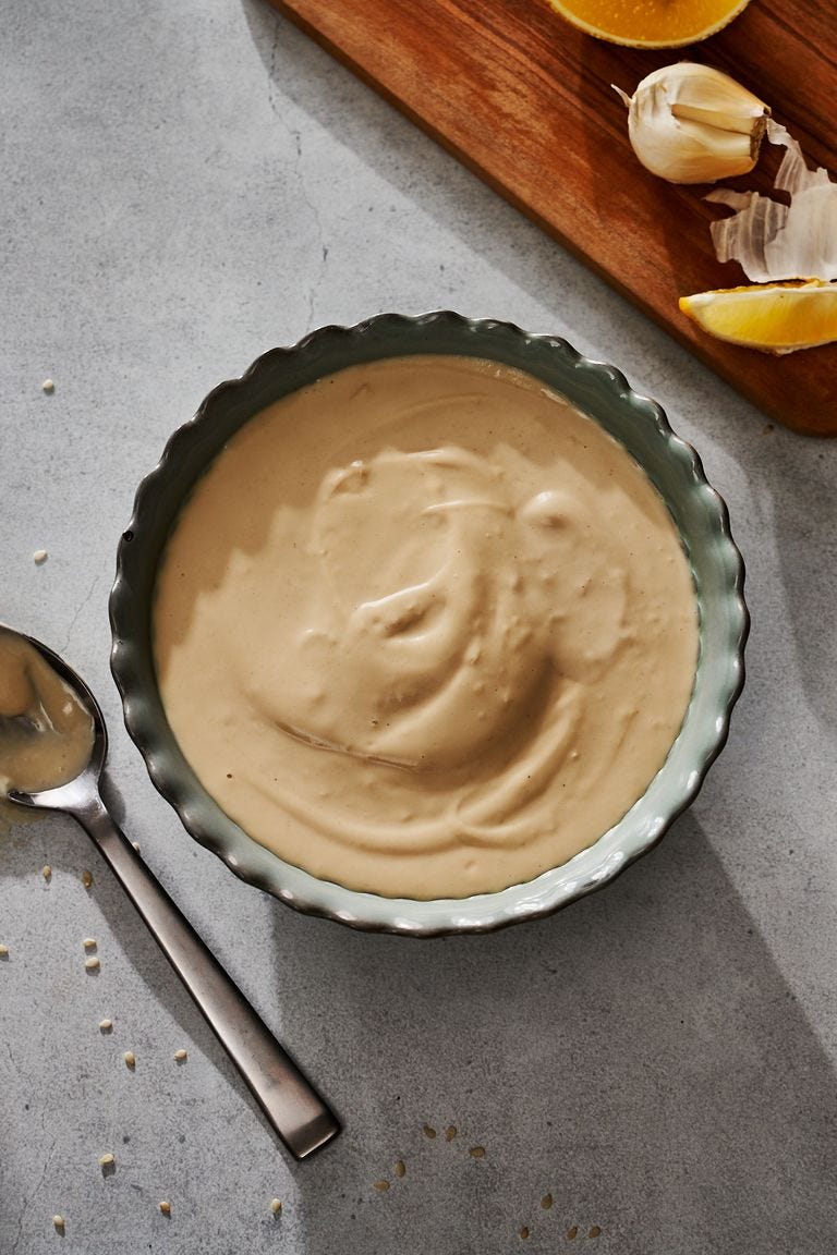 tahini sauce in a dish