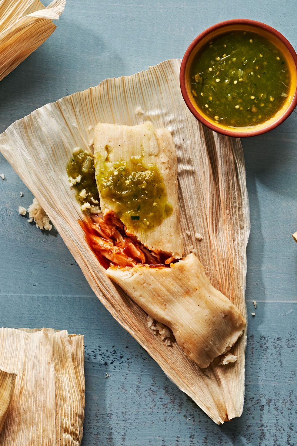 tamales with salsa