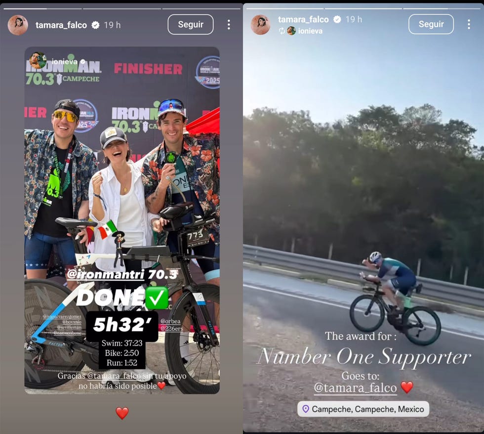 tamara falco demuestra su apoyo a inigo onieva en el ironman de campeche, en mexico, entre los rumores de crisis