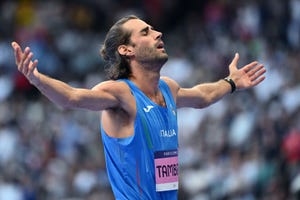 paris, france august 10 gianmarco tamberi of italy during mens high jump final on day fifteen of the olympic games paris 2024 at stade de france on august 10, 2024 in paris, france photo by image photo agencygetty images