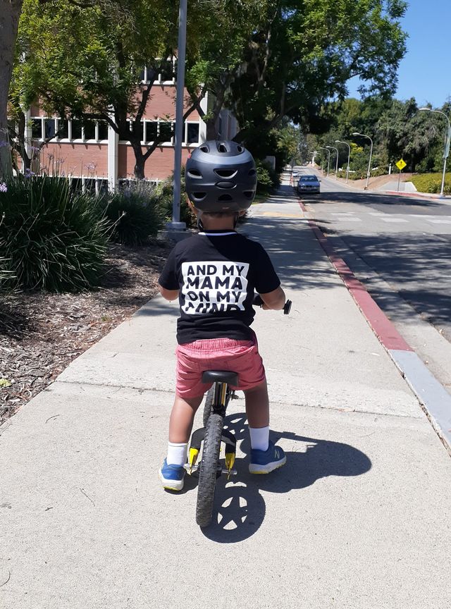 tamika butler's son on a bike