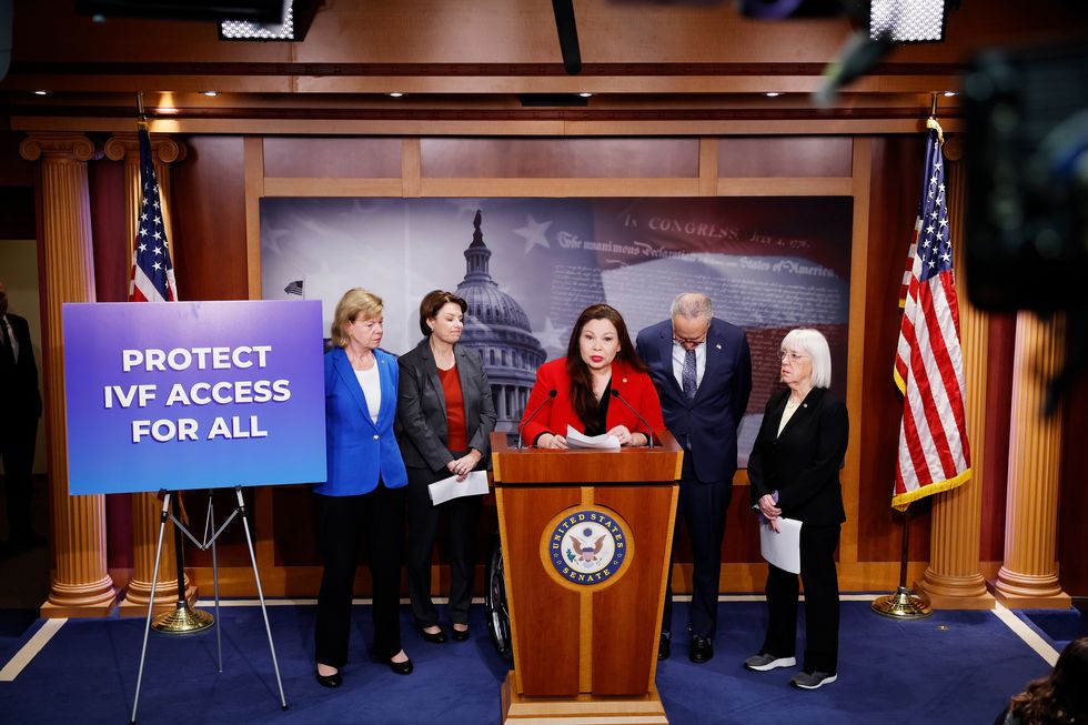 tammy duckworth speaks during a news conference at the us capitol on protections for access to in vitro fertilization on february 27 2024 in washington dc