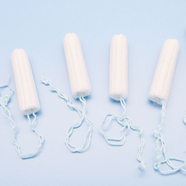 tampons on blue background
