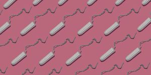 tampons on pink background