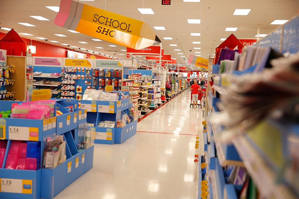 back to school aisle at Target