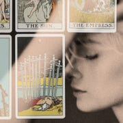 This is an image tarot cards woman distressed