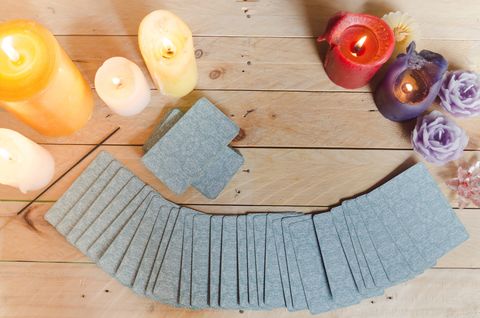 tarot cards on wooden table fortune teller