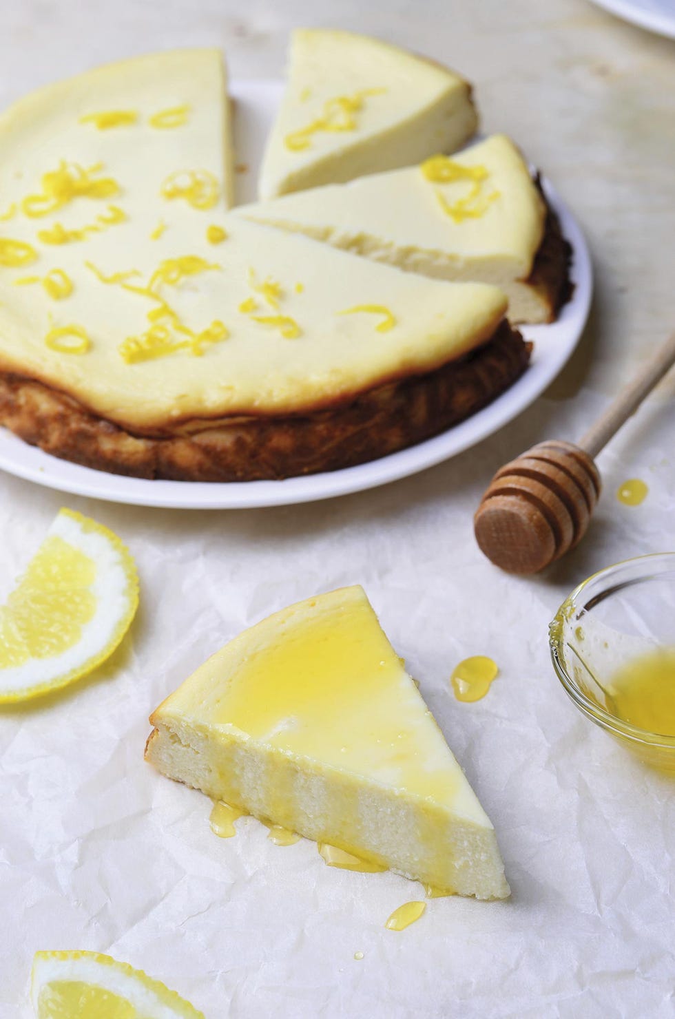 tarta de queso con miel y limón