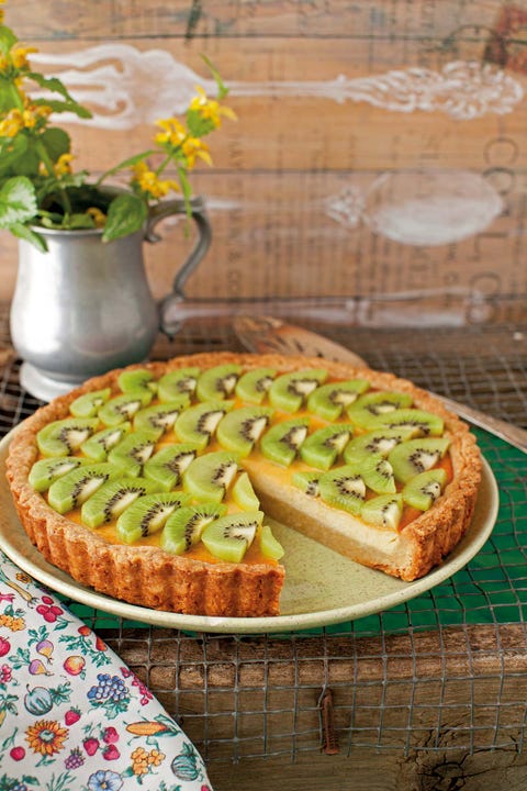 tarta de queso y kiwis