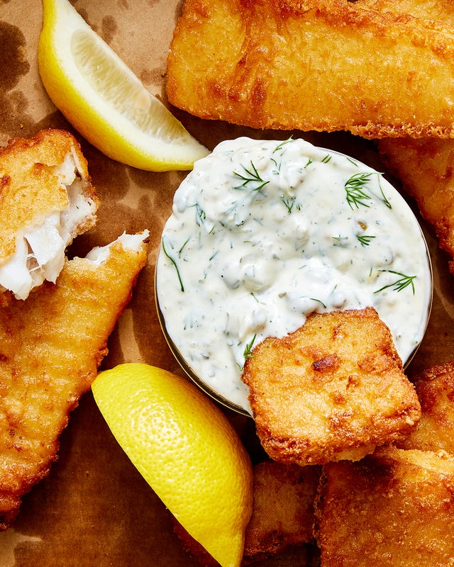 tartar sauce with mayonnaise bread and butter pickles capers lemon juice lemon zest dill and sugar