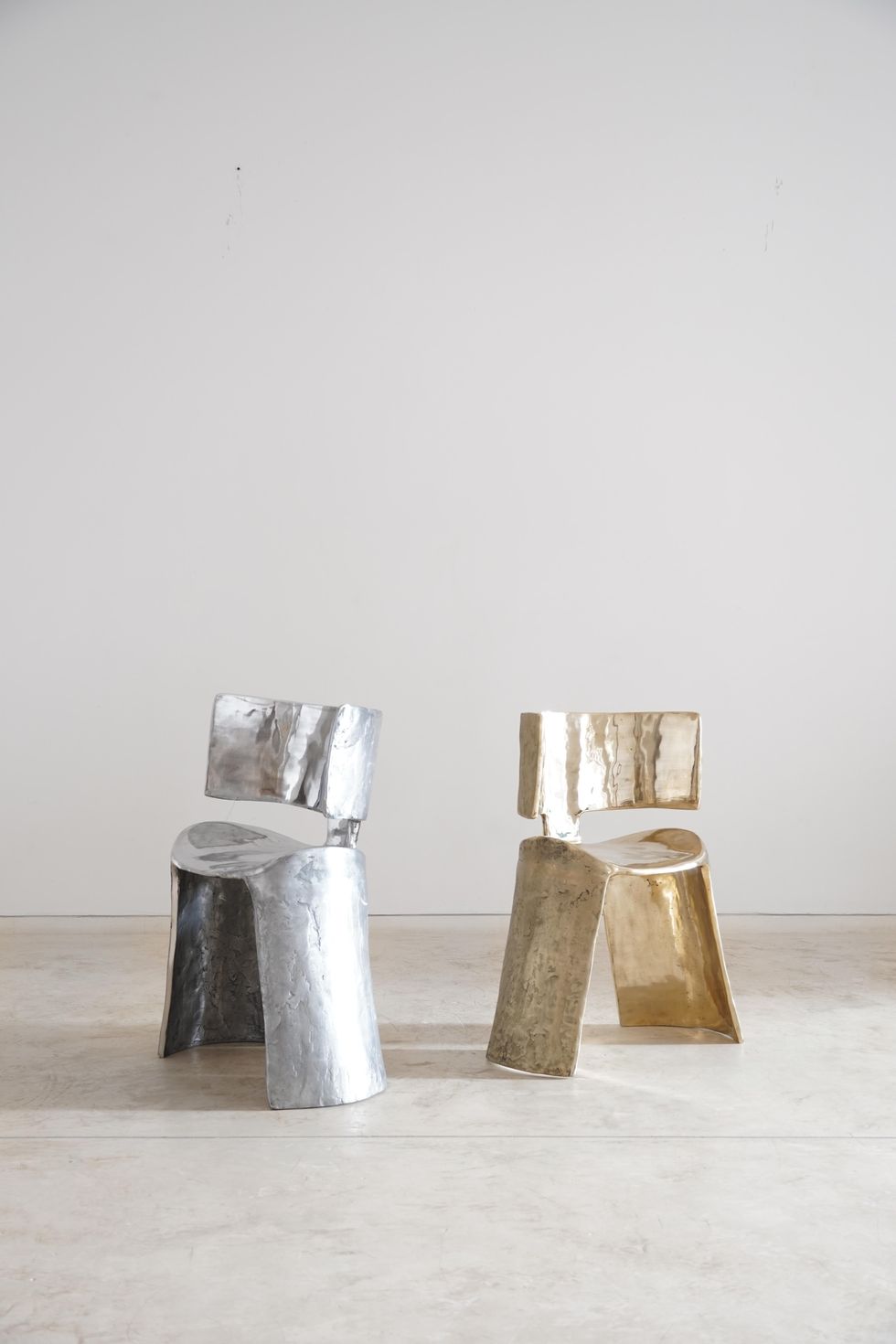 aluminium and bronze chairs