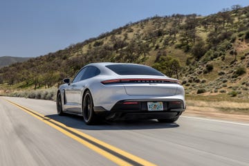 2023 porsche taycan rear on road white