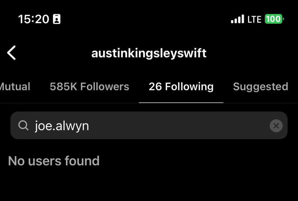 taylor swift's brother austin no longer following alwyn on instagram
